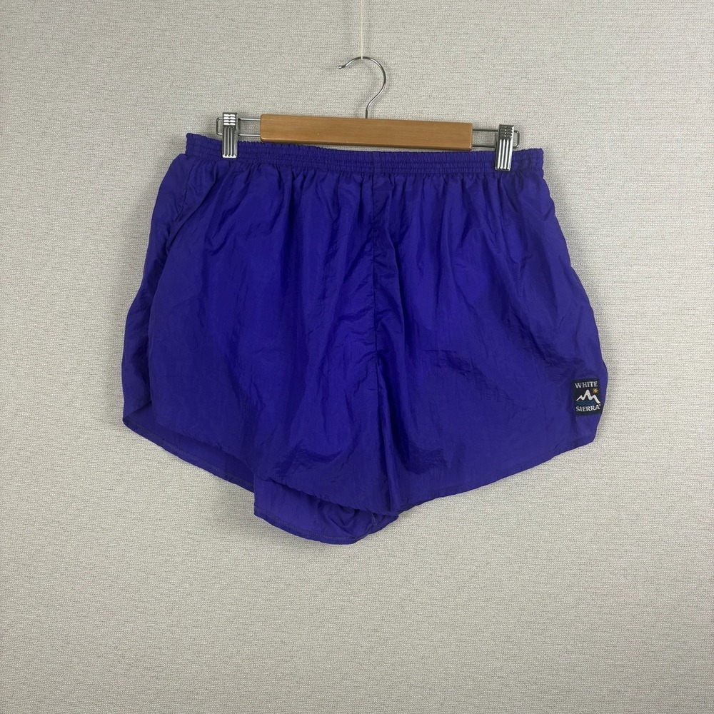 Vtg 90s White Sierra Nylon Shorts Mens XL Purple Built In Brief Retro Gym Run